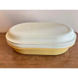 Vintage Tupperware 3 Pc Hot or Cold Server Container Almond Harvest Gold
